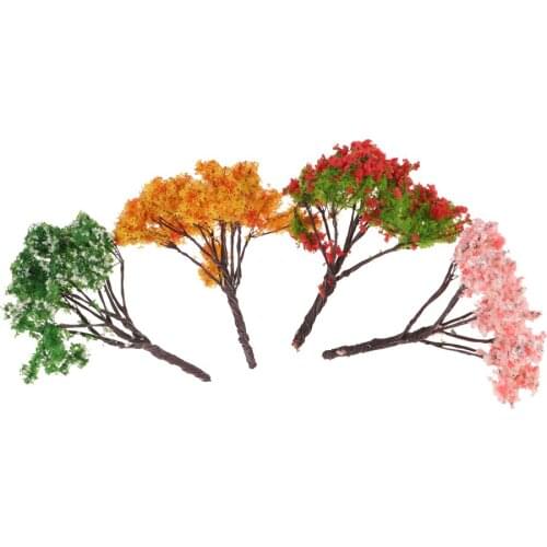4pcs Cute Plastic Miniature Flower Tree Plants Fairy Garden Decoration Dollhouse Micro Landscape Scenes