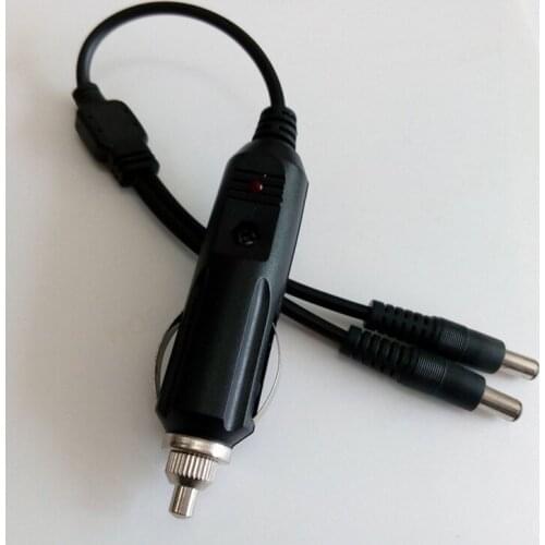 Car Charger Plug to DC5.5*2.5 Plug 3A/2464/22AWG Copper Cord Connector Power Y Type Cable for Car GPS Navigator Driving Recorder