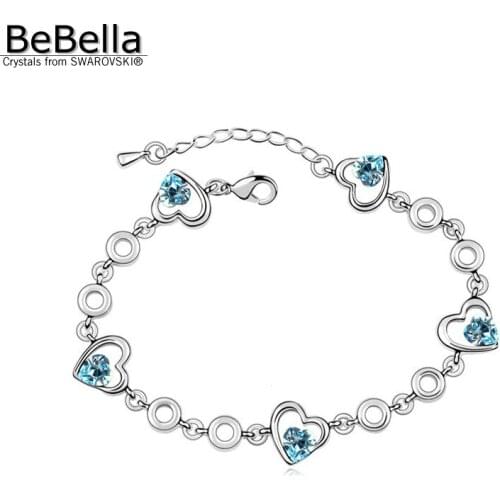 BeBella 5 colors heart bracelet made with Swarovski Elements