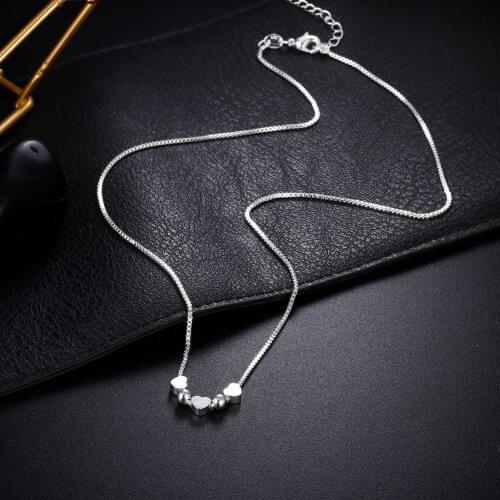 925 Sterling Silver Necklace for woman Elegant heart Pendant 18 inch Box chain party fashion Jewelry lady wedding Christmas Gift