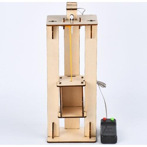 Wooden Electric Lift DIY Kit Physics Educational Experiments Model Toy with RC Motor for Kids Children Teenagers