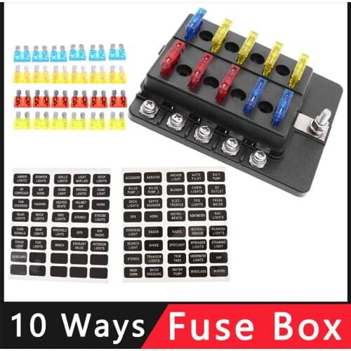 Fuse Box Holder 10/6 Ways Modified Fuse Box Terminal Block With LED Warning Light 12V 24V Blade For Car Boat Marine Trike