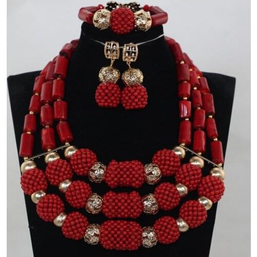 Exclusive Wine Red Coral Wedding Bridal Necklace Set Chunky African Coral Beads Fashion Women Jewelry Set Free Shipping CNR803