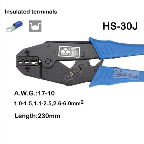 FASEN HS-30J RATCHET CRIMPING PLIER EUROPEAN STYLE AWG17-10 Hand tools Special pipe clamp Tweezers Insulated terminals