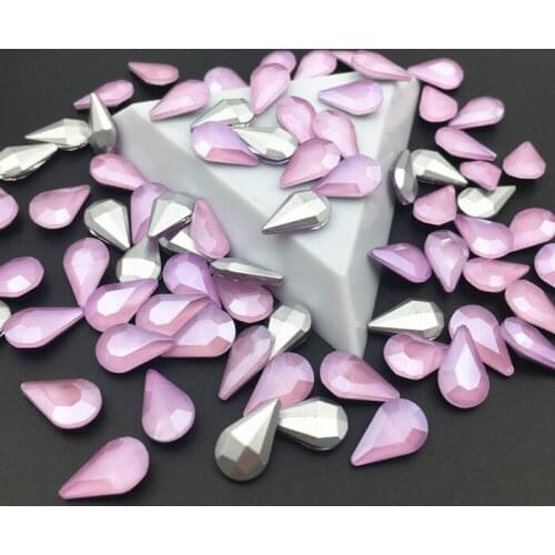 Violet Mocha Color 8x13mm Teardrop Glass Crystal Fancy Stone Pointback Drop Jewelry Beads no holes