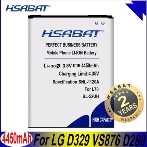 HSABAT 4450mAh BL-52UH Battery for LG D329 VS876 D280 D320N D280N Spirit H422 L70 L65 D285 D320 D325 DUAL SIM H443 Escape 2
