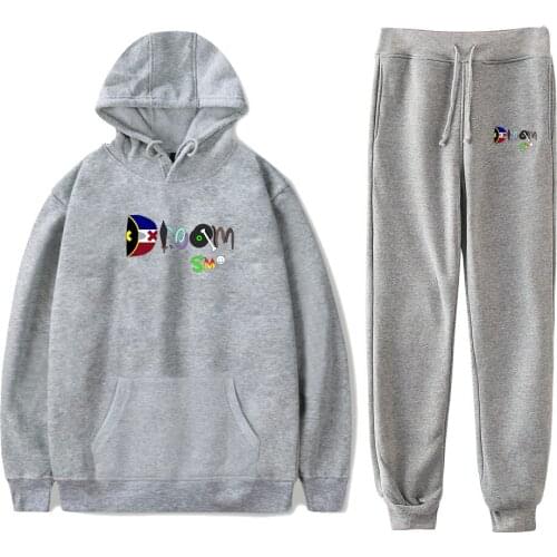 Dream SMP spring letter printing all-match sport hoodie sportswear sweatshirt trouser two-piece suit