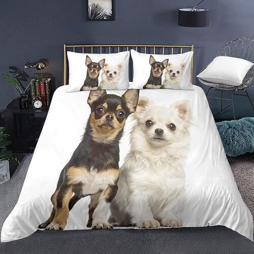 Funny Puppy Dog Pattern et Home Textiles Bedclothes 2/3Pcs Bedding Set for Kids Adult Duvet Cover King Queen Size Print Bed S