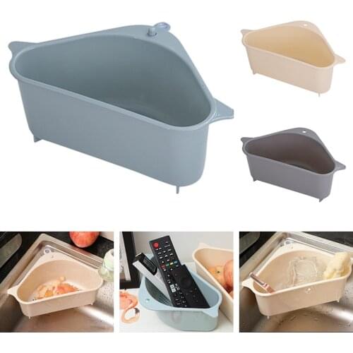 Kitchen Storage Baskets Soap Sponge Drain Rack Triangle Sink Drain Basket Suction Cup Storage Basket Kitchen Tools 3 Colors
