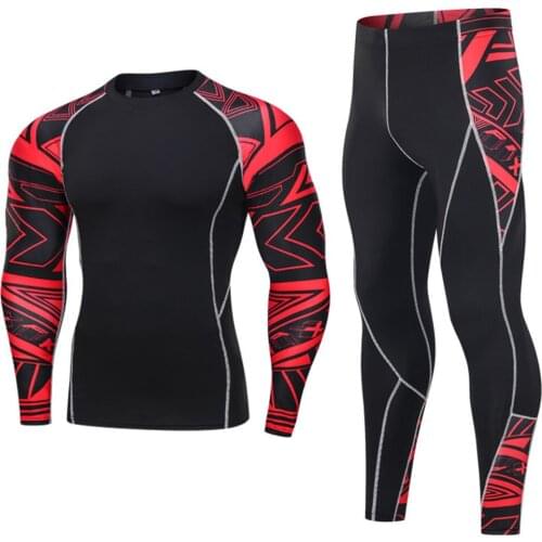 Motorcycle Jacket Men Moto Quick Dry Base Layer Suit Tight Long Sleeve T-Shirt + Pants Motorbike Compression Sport Running Set
