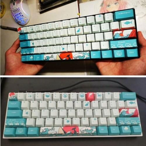 5 Sides Dye-Sublimation 108 Keys OEM PBT Keycaps Full Set Mechanical Keyboard Keycaps Ukiyo-e Sea Waves Keycaps