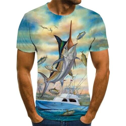 2021 New 3D Beautiful Deep Sea Fish Mens T-shirt Street Fashion Ladies' Tops Quick-drying Womens Tops Girls' T-shirts