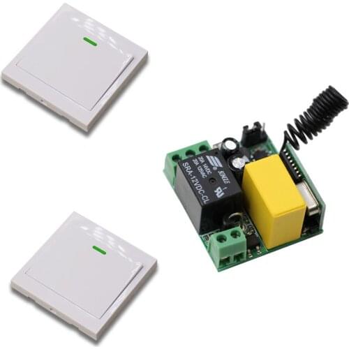 New Wireless Remote Control Switch AC 220V Mini Receiver with 2White Wall Panel Remote Transmitter for Ceiling Lights Wall Lamps