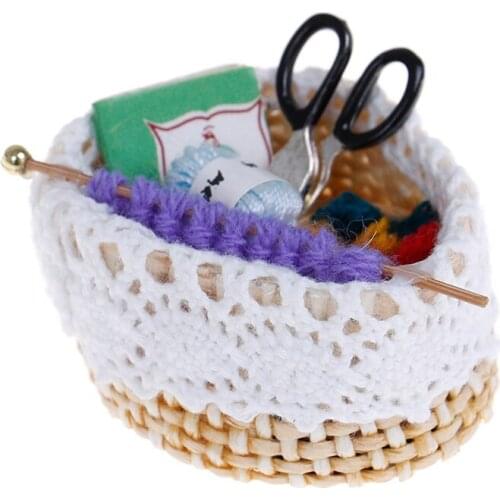 New 1:12 Mini Wool Knitting Tool fork pot Kitchen set Doll Pretend Toy For Families Collectible Gift doll house Miniature