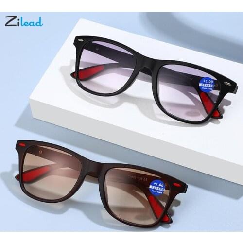 Zilead Blue Light Blocking Reading Glasses Sun Shades Presbyopia Glasses Women Men Square Glasses Hyperopia With Degree +1to+4