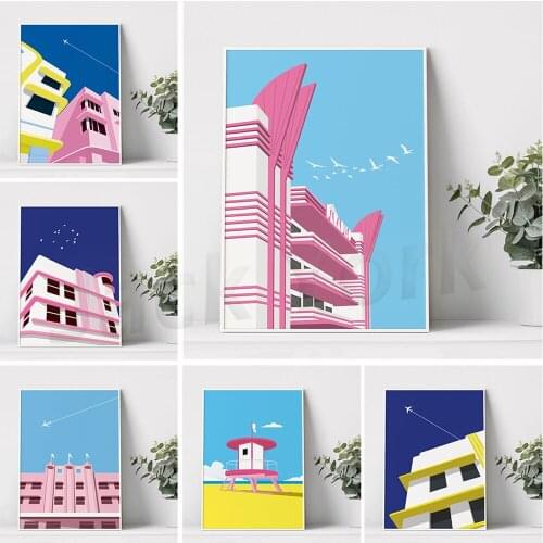 Art deco poster, Building wall art, Art deco digital print, Pink poster, Bedroom decor, Digital illustration, Home posters