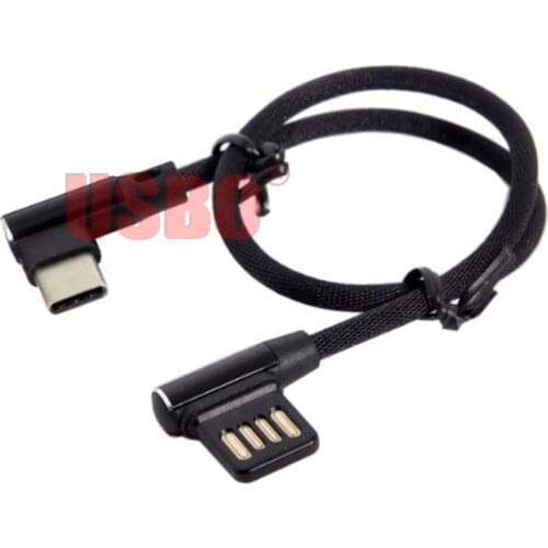 Supply Black Nylon woven net cover 15cm double elbow Type-C to USB V8 mobile phone tablet data charging cable