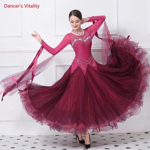 Luxury Diamond Ballroom Dance Dresses Big Swing Dress Women/Lady Standard Waltz Rumba Samba Dancing Performance Clothes