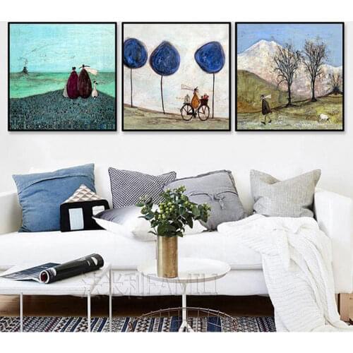 Happy Family Abstract Love Canvas Painting Vintage Posters Prints Scandinavian Nordic Wall Art Pictures for Bedroom Home Décor