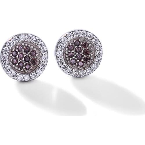 Round Button Shape Crystal Cubic Zircon Earrings for Women Real 925 Sterling Silver Stud Earring Fine Jewelry Accessories YEA385