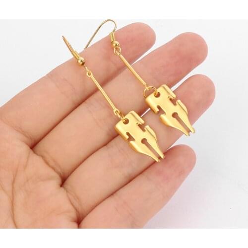 Anime jojos bizarre adventure Rohan Kishibe Pen Nib Earrings For Women Girls Cosplay Party Gold Color Fashion Jewelry Earrings