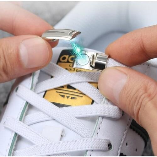 Magnetic Metal lock No Tie Shoelaces Child Adult Safety Quick Elastic Shoelace Outdoor Leisure Sneakers Lazy laces Unisex 1 Pair