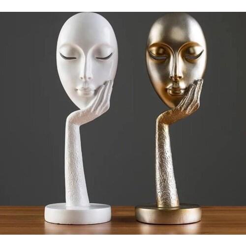 Modern Human Meditators Abstract Lady Face Character Resin Statues Sculpture Art Crafts Figurine Home Decorative Display
