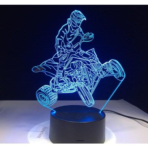 Mountain Four-wheeled Motorcycle 7 Colors Light for Home Decoration Lamp Visualization Optical Light 3D LED Night Light Dynamic