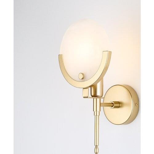 Round Glass Gold Parlor Wall Sconce Bedroom Bedside Led Wall Lamp Aisle Balcony Wall Lights Wall Luminaire Surface mount E14