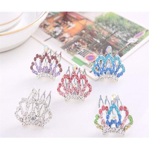 4Pcs/Lot Girls Tiara Bridal Comb Wedding Hair Accessories Crystal Brush Rhinestone Flower Crown Gifts Princess Jewelry Headdress