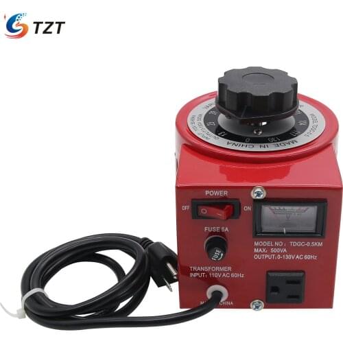 TZT Variable Transformer Autotransformer Regulator Input 110V US Plug Output 0-130V 500W TDGC2-0.5KM