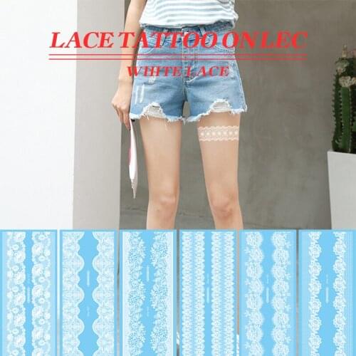 Temporary tattoos woman girls wedding white henna tattoo thigh leg lace stickers sexy tatoo for women body art decal waterproof