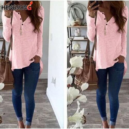 Casual Top Women Blouse Burst Sexy Slim Base Shirt Small V-Neck Button Long Sleeve Shirts Women Tops Clothes Spring