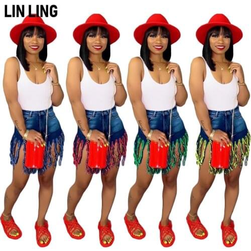 Colorful Tassel Fringed Edge Wide Leg Denim Shorts for Women Summer Casual Straight Pants