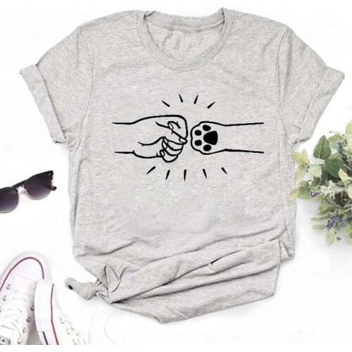 Maycaur Women Graphic Dog Paw Cartoon Kawaii T Shirts Spring Autumn 90s Girls Clothes Lady Tees Print Tops Clothes Female Tshirt
