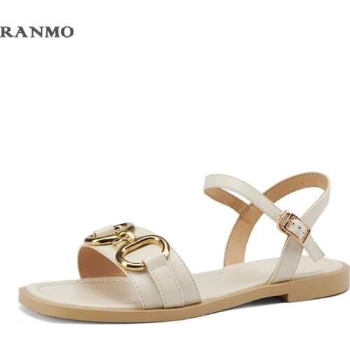 Womens sandals metal decoration casual comfortable sandals summer outdoor sandals everyday commuter shoes leather sandals shoes