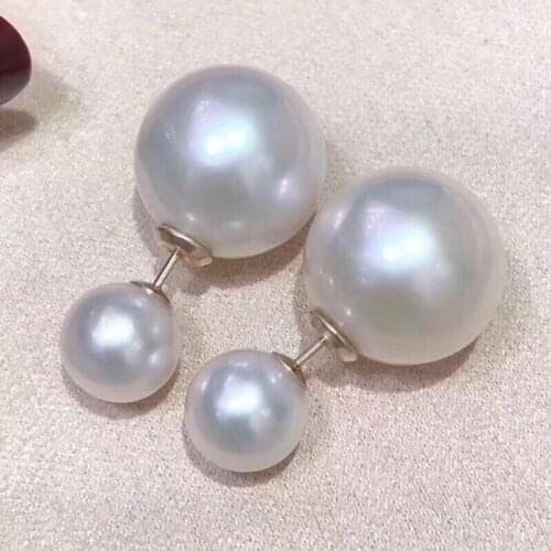 D328 Fine Jewelry Pure 18 K Gold Natural Fresh Water Edison White Pearl 11mm Stud Earrings for Women Fine Pearl Earrings
