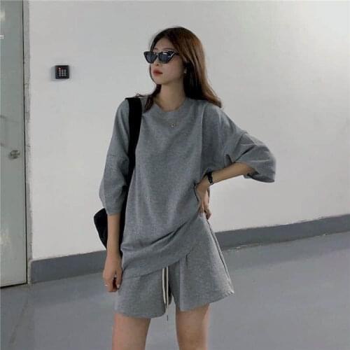 2021 Summer 2 Piece Outfits For Women Pants And Top Fashion Short Sleeve Wide-leg Shorts Sweat Suits Women Lounge Wear O-Neck