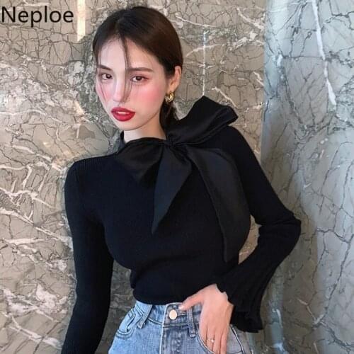 Neploe Women Clothes 2021 Korean Fashion Sweaters Knit Tops Elegant Woman Sweater Fall Bandage Pullover Plus Size Jumper Clothes