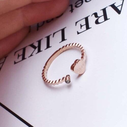 1Pc High Quality Adjustable Love Heart With Crystal Ring Titanium Steel Wave Band Women Rings Dropshipping Suppliers usa