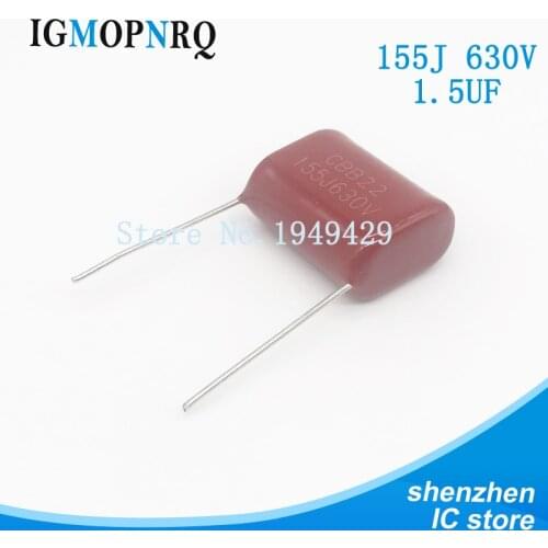 10PCS/Lot 155 1.5uF 630V CBB Polypropylene Film Capacitor Pitch 20mm 155 1.5uF 630V NEW