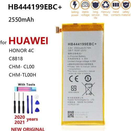 100% Original 2550mAh HB444199EBC+ Battery For Huawei Honor 4C C8818 CHM- CL00 CHM-TL00H CHM-UL00 chm-u01 G Play Mini With Tools