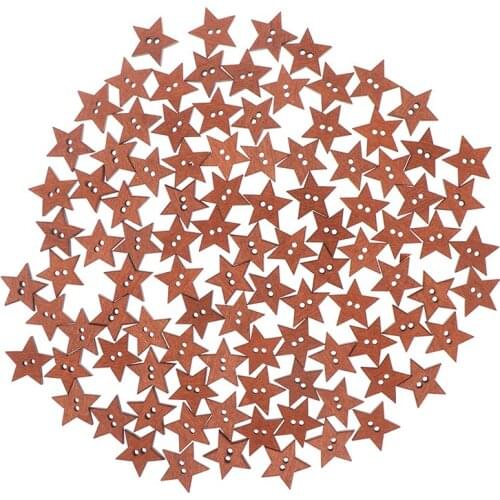 100Pcs 2 Holes DIY Star Shape Wooden Button Scrapbook Craft Sewing Buttons