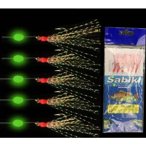 2 Sets String Hooks Sabiki Rig with 6 Fishhooks Sea Fishing Flasher Rigs With Swivel Snap Bait Rigs For Herring, mackerel