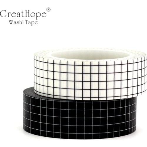 2PCS Black & White Grid Washi Tapes Japanese Paper DIY Planner Blue Kraft Masking Tape Adhesive Tapes Stickers Decor Stationery