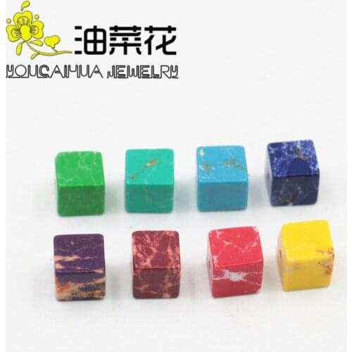 8mm Accessories Cube Multicolor Emperor Stone Beads For Necklace Bracelet Women Girl 15inch DIY Jewelry Making Design Wholesale