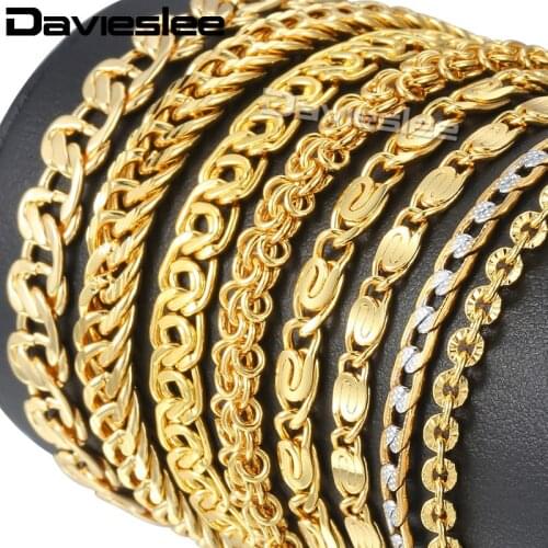 Bracelet for Men Curb Snial Chain Yellow Gold Filled Chain Wholesale Gift Wholesale Fashion Bracelet Jewelry 3-11mm 7-9inch GBB2