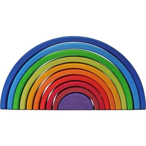 Wooden Rainbow Stacking Stacker Building Blocks Montessori Preschool Toys