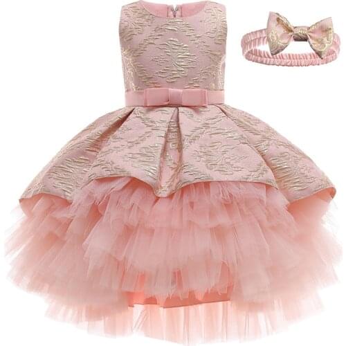 Kids Dresses for Girls Flower Embroidery Tutu Kids Clothing Sleeveless Bow Christmas Dress Fashion Wedding Flower Girl Dress