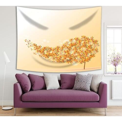 Tapestry Wallpaper Wallpaper Wallpaper View Wind Rips Golden Leaves from Tree Creative Artistic Design Illustration Printed Beige Red Orange